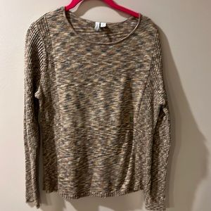 Women’s crew neck multi-colored sweater size medium gray/brown/tan.